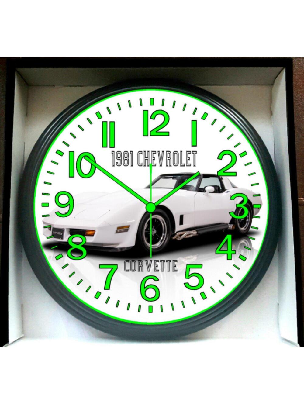 1981 Chevrolet Chevy Corvette Garage Shop Glow In The Dark Wall Clock New